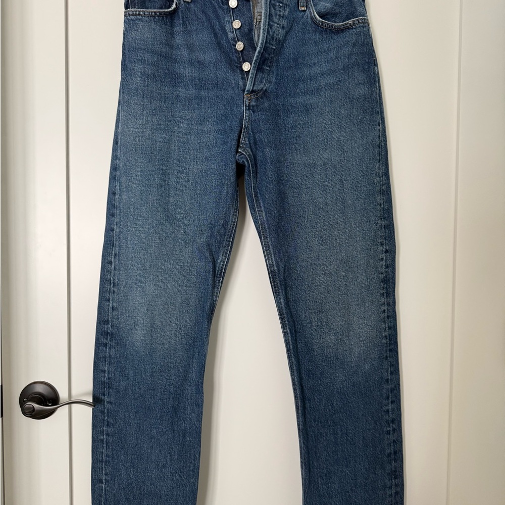 Agolde Blue Straight-Leg Jeans Medium Wash